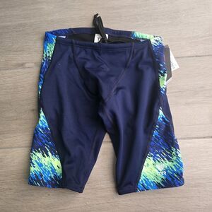 TYR Durafast PERSEUS Boy's Men's Jammer Blue Green Swimwear Swimsuit Size 28 New